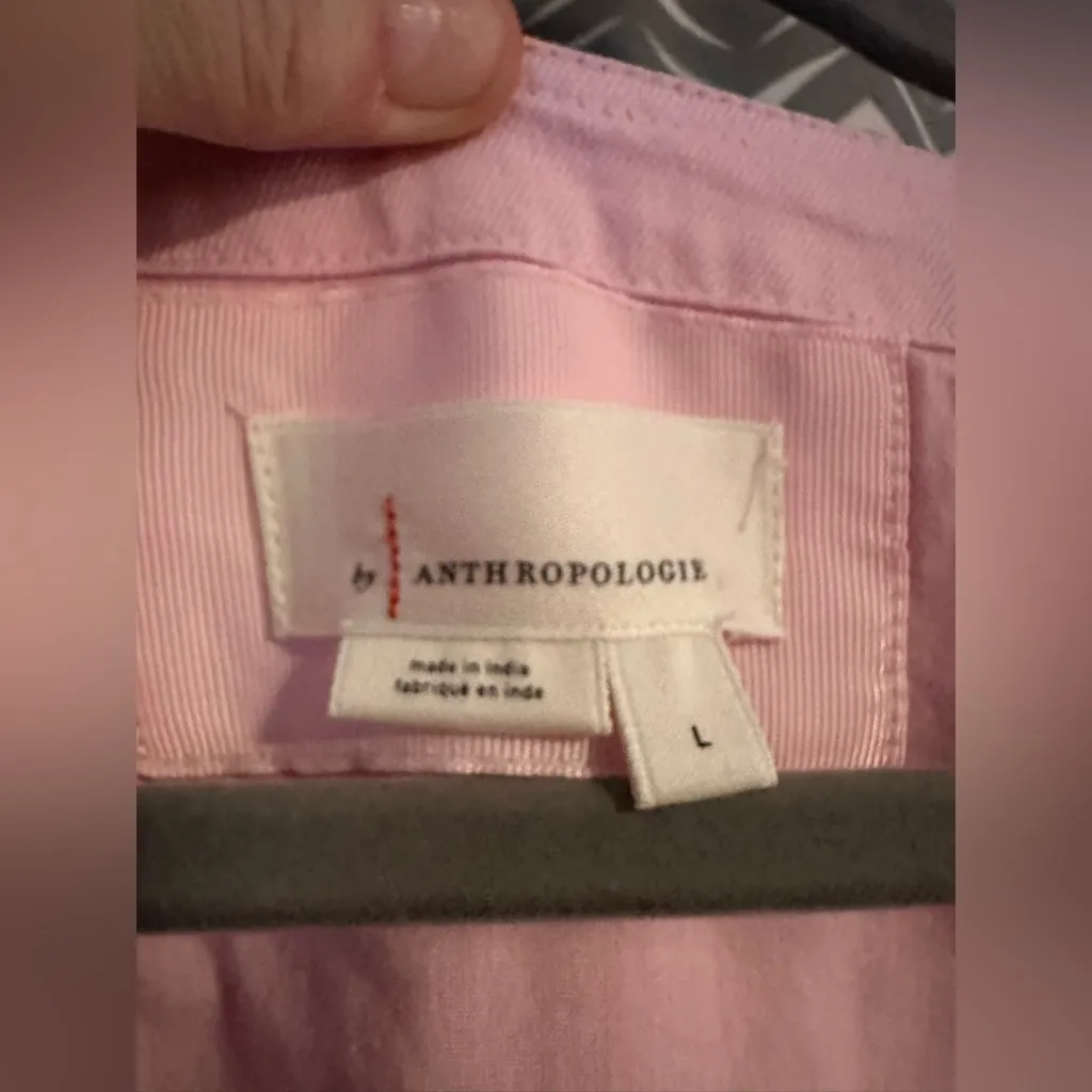 By Anthropologie | Pink Denim Long Sleeve Babydoll Dress, Size L - Image 8