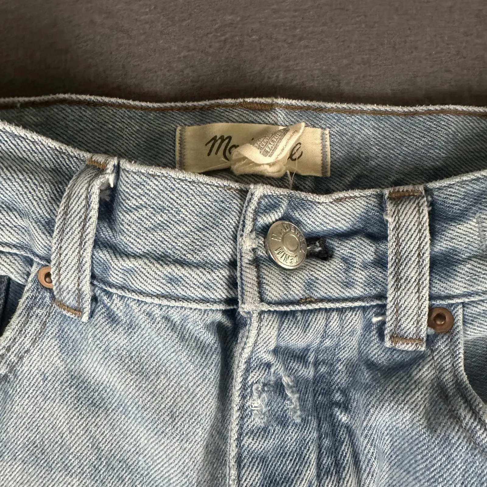 Madewell Low-Slung Baggy Jeans Womens 24 Light Wash Wide Leg Distressed Cuffed - Image 6