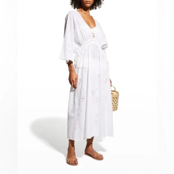NWT SOLID & STRIPED Eyelet Tiger White Kaftan Cover-up Size Medium - Image 19