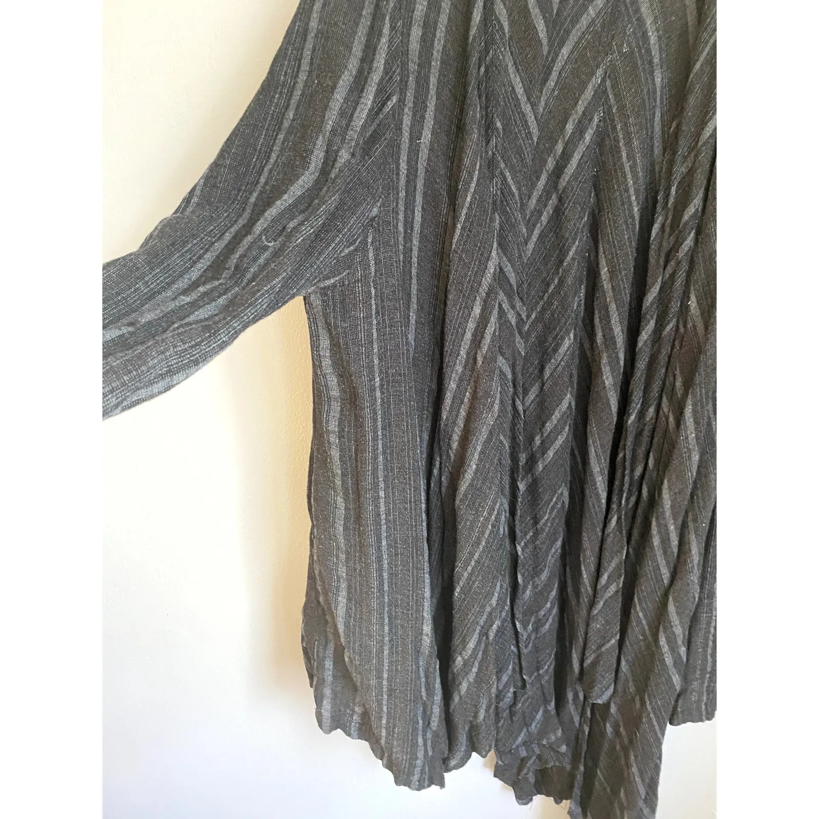 Skullz London Striped Cotton Black Asymmetrical Drape Duster Cardigan Whimsygoth Size XL - Image 3