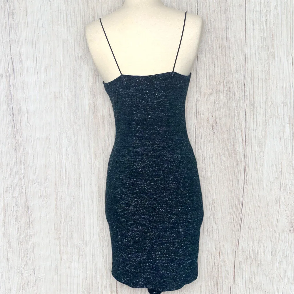 New Shimmer Sparkle Glitter Holo Green LBD Sexy Bodycon Mini Cocktail Club Dress - Image 3