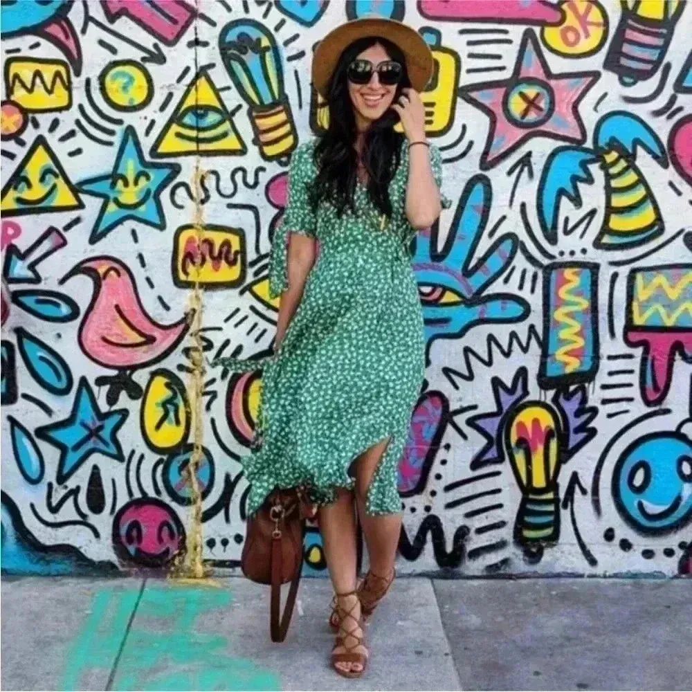 NWT Faithfull The Brand Nina Midi Dress Vintage Bloom Green Size 10 - Image 13