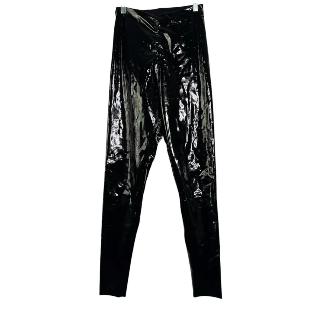COMMANDO‎ Faux Patent Leather Legging Shiny Raw Hem Compression Fitted Small S - Image 2