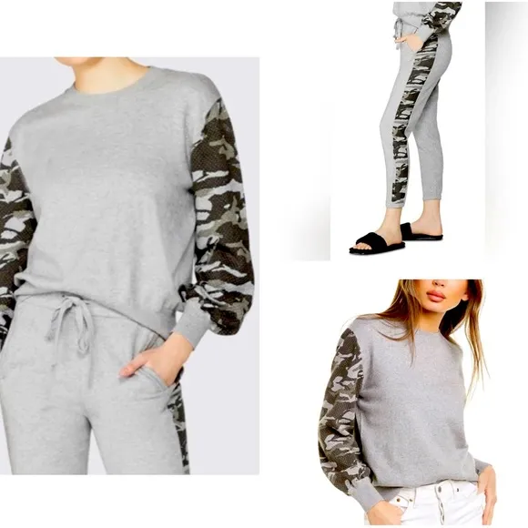 NWT Monrow Camo Sleeve Cashmere - Image 2