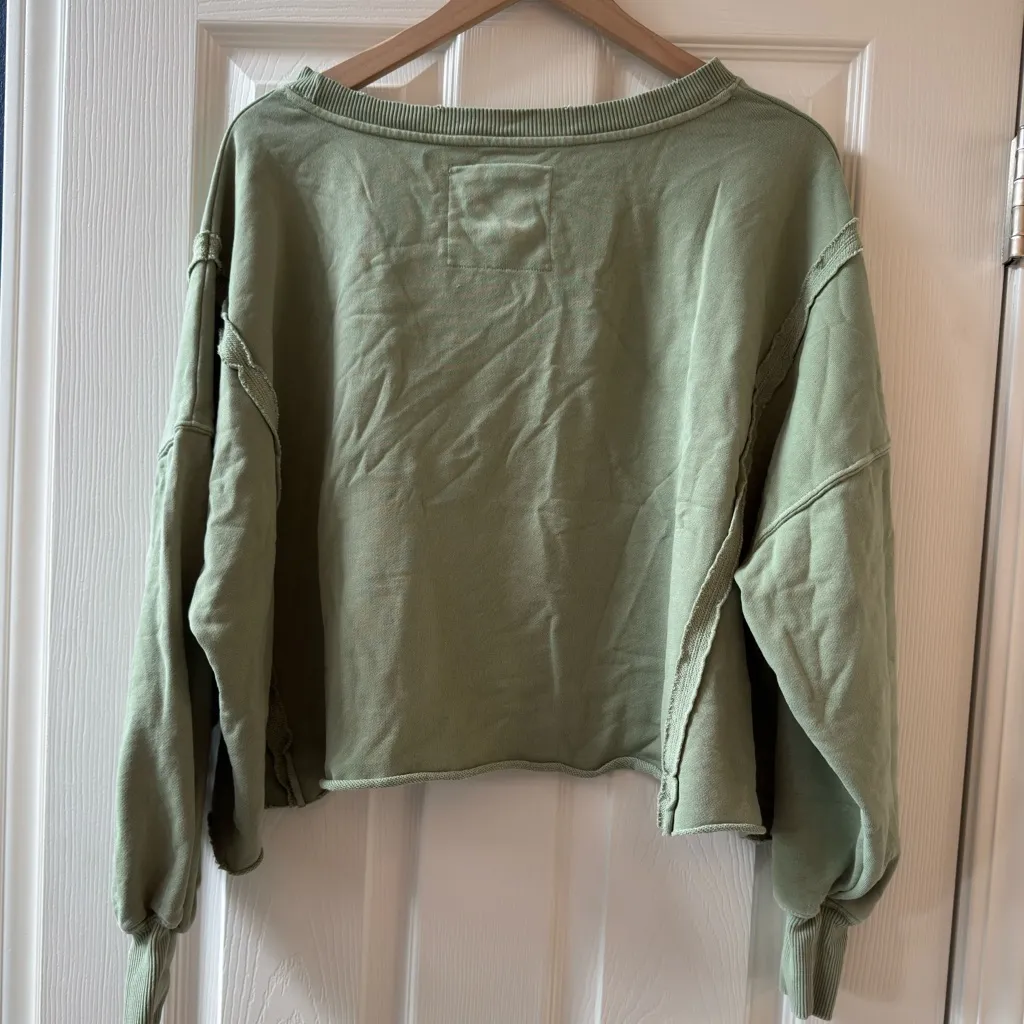 AMERICAN EAGLE Women’s Oversized Big Hug Reverse Sweatshirt Green Cotton Size S - Image 3
