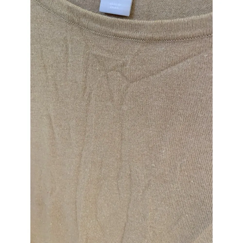 Chicos Sweater Women 0 US S Bateau Sparkle Beige Shirttail Boatneck Lightweight - Image 3