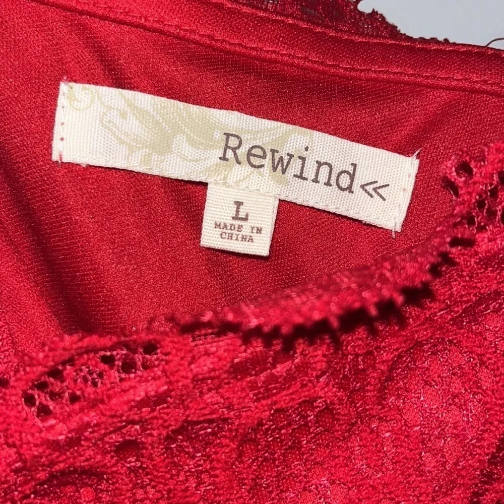 Rewind Lace Dress Off The Shoulder RED Midi Dress Juniors Women’s L Large - Image 7