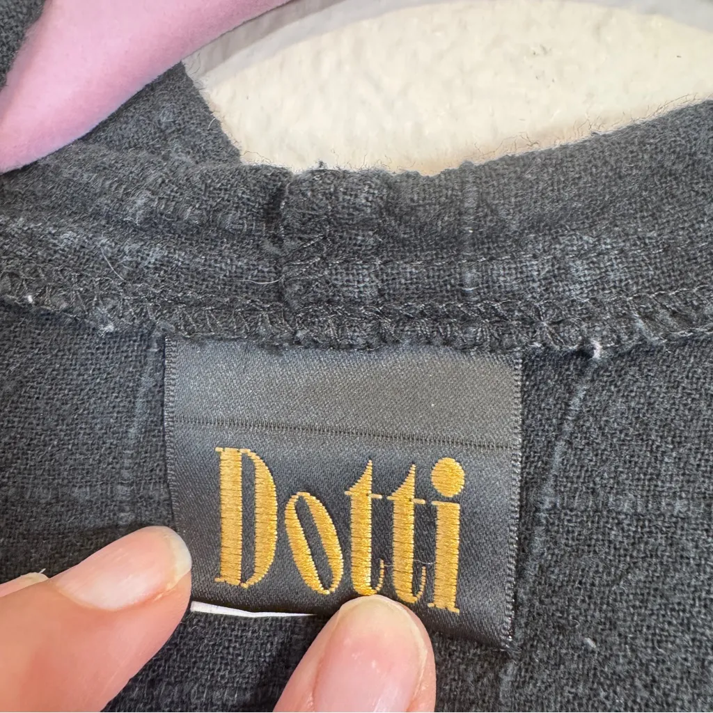 Vintage Dotti Cotton Crepe Hoodie Sweatshirt Womens S Lagenlook Beachy Casual Black - Image 3