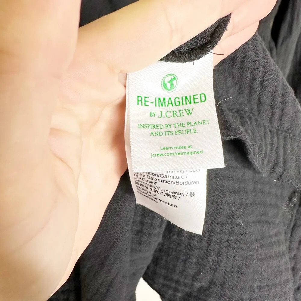 J Crew Black Gauzy Square Neck Cotton Mini Dress Small Tall - Image 8