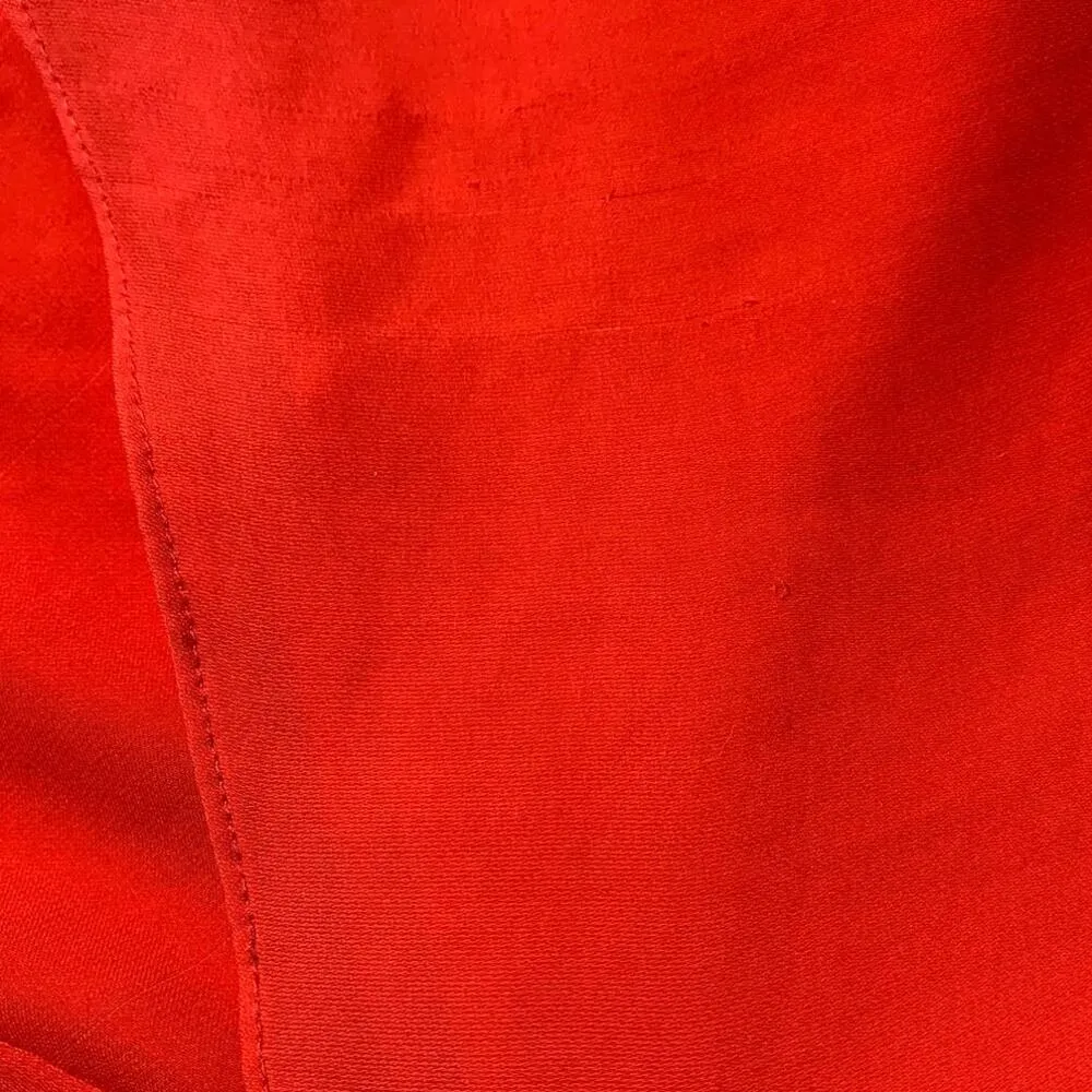 Halston Heritage Twist Front Boat Neck Drape Short Sleeve Dress Coral Red Small - Image 12