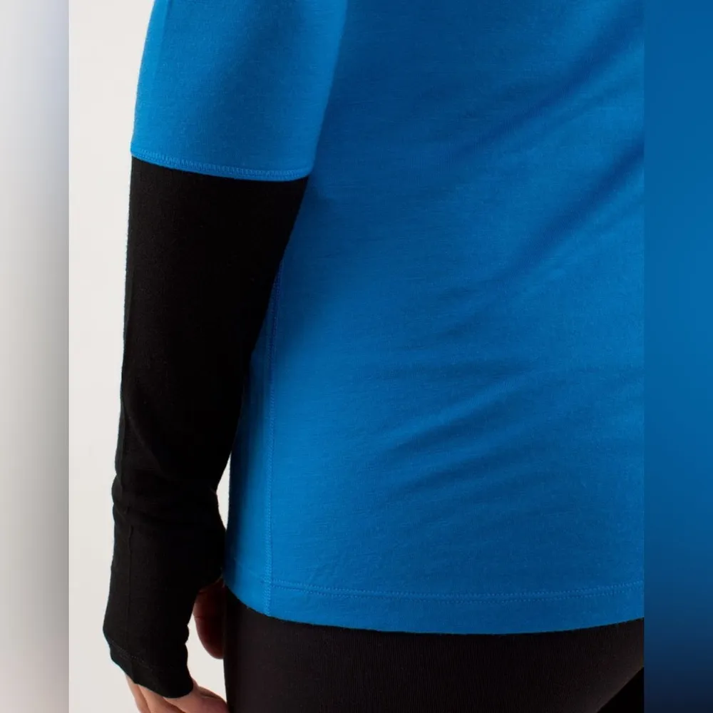 Lululemon St Moritz Jersey *Merino Wool Beaming Blue / Black seamless sweater Size 6 - Image 9