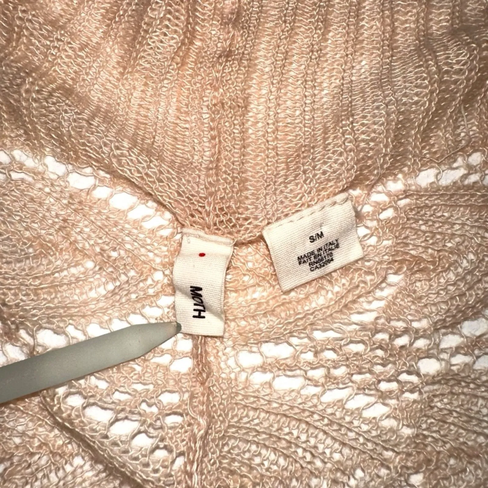 Anthropologie Moth Linen Open Knit Dusty Pink Duster Cardigan Open Front S/M Size M - Image 3