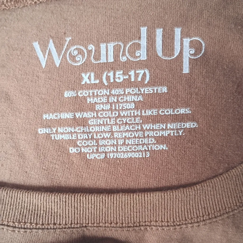 Wound Up Wild & Free Skull Floral Graphic Tee Brown XL Boho Grunge - Image 7