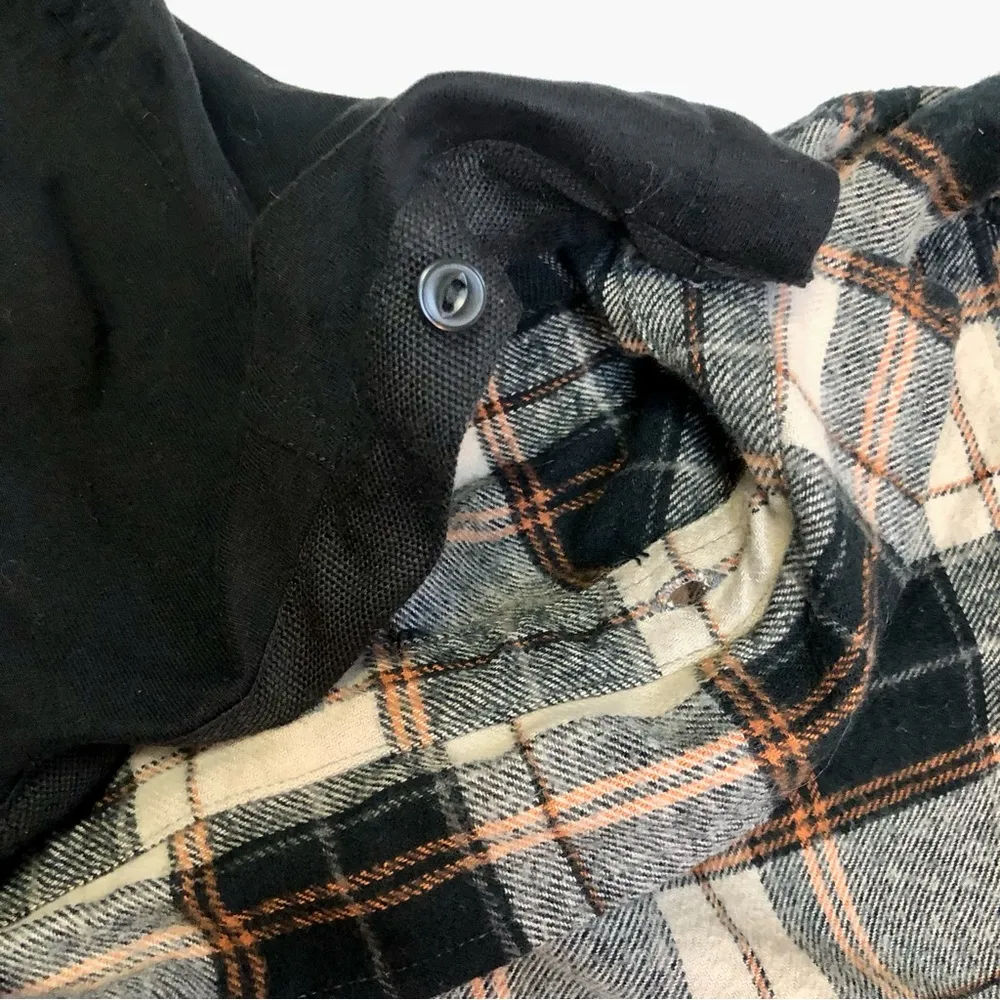 Jules Plaid Layered Hoodie Flannel Shirt Layered Grunge Emo 90s Plaid Neutrals S Brown - Image 7