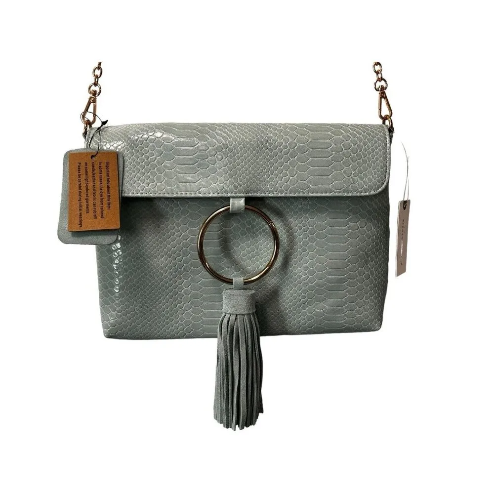 Anthropologie Street Level Real Suede Bag Purse Mint/Menth Designer Professional - Image 3
