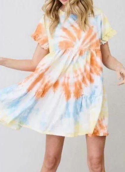 Anthropologie Current Air Tie Dye Ruffled Tunic Oversized Dress EUC Size L Multiple Size L - Image 1
