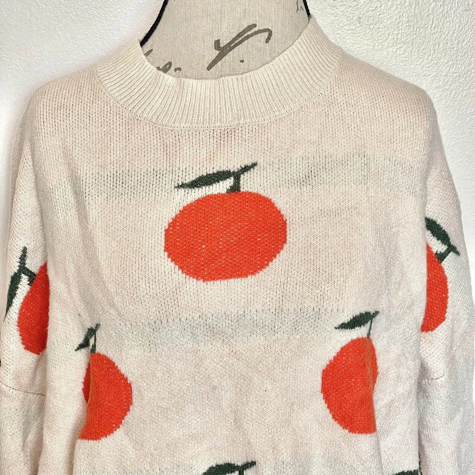 Womens Sweater Sz Large Grandmacore Grannycore Y2k Cozy Winter Fruit Artsy Retro - Image 6