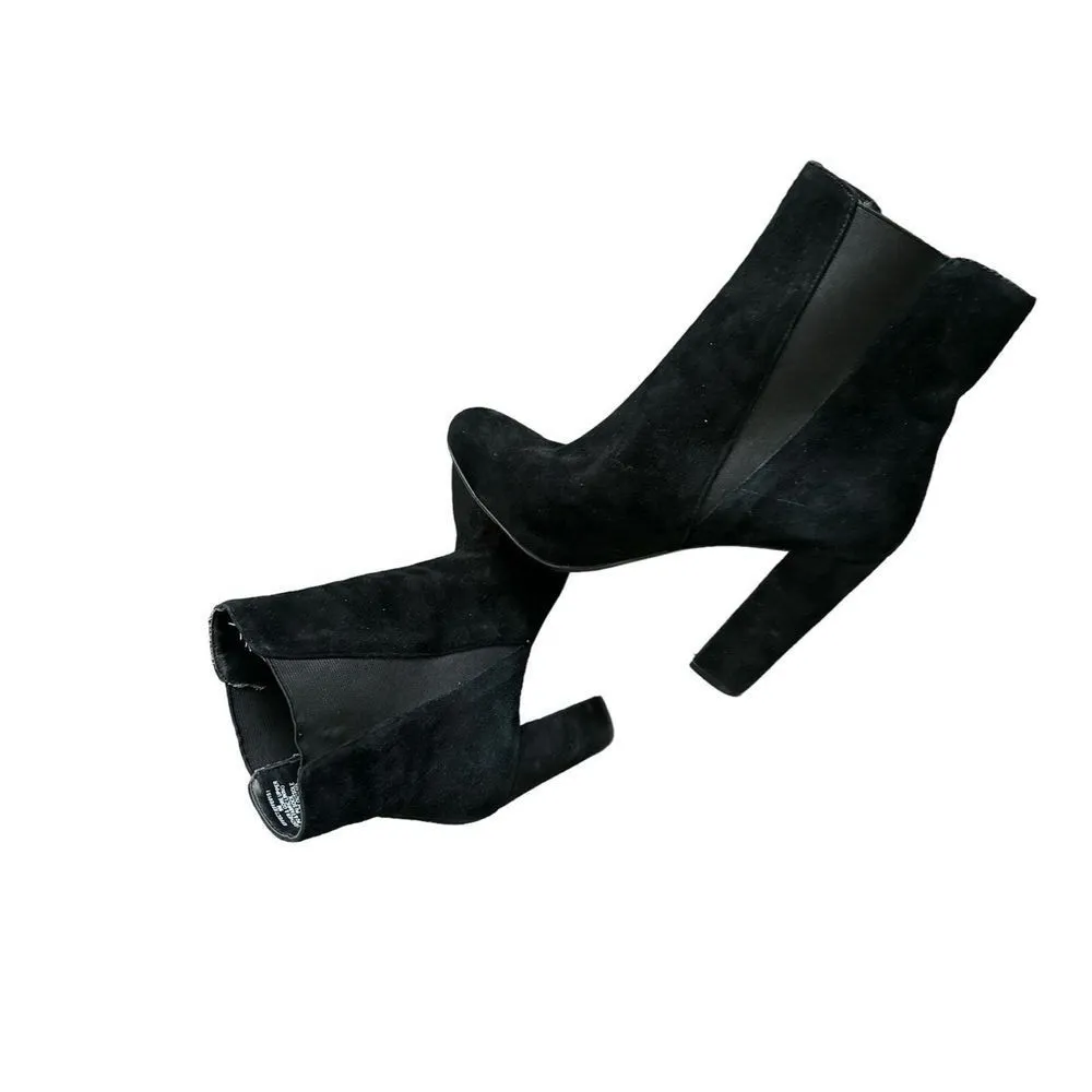 Steve Madden Effect suede leather slip on heeled boots sz 9 women’s biker edgy c - Image 7