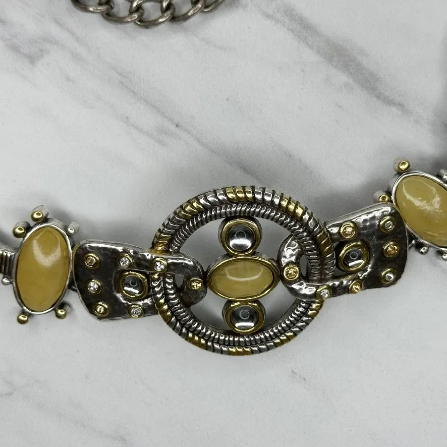 Vintage Chico's Chain Belt Womens One Size (OS) Silver Gold Rhinestone ✨ - Image 6