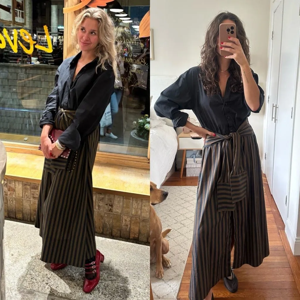 Simon Miller Inna Poplin Maxi Shirt Dress Black Brown Stripe Size Small - Image 13