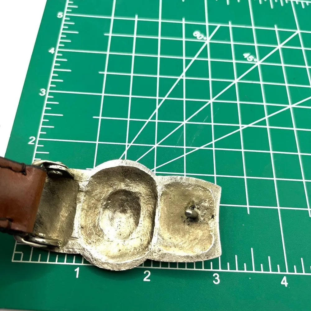 Vintage Chicos Belt Brown Genuine Leather Buckle Unique Southwest Braided Belt - Image 13