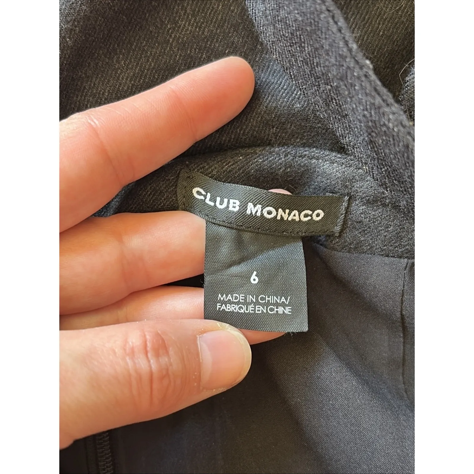 Club Monaco Charcoal Black Wool Blend Lined Jumper Overall Pocket Dress Womens 6 - Image 7