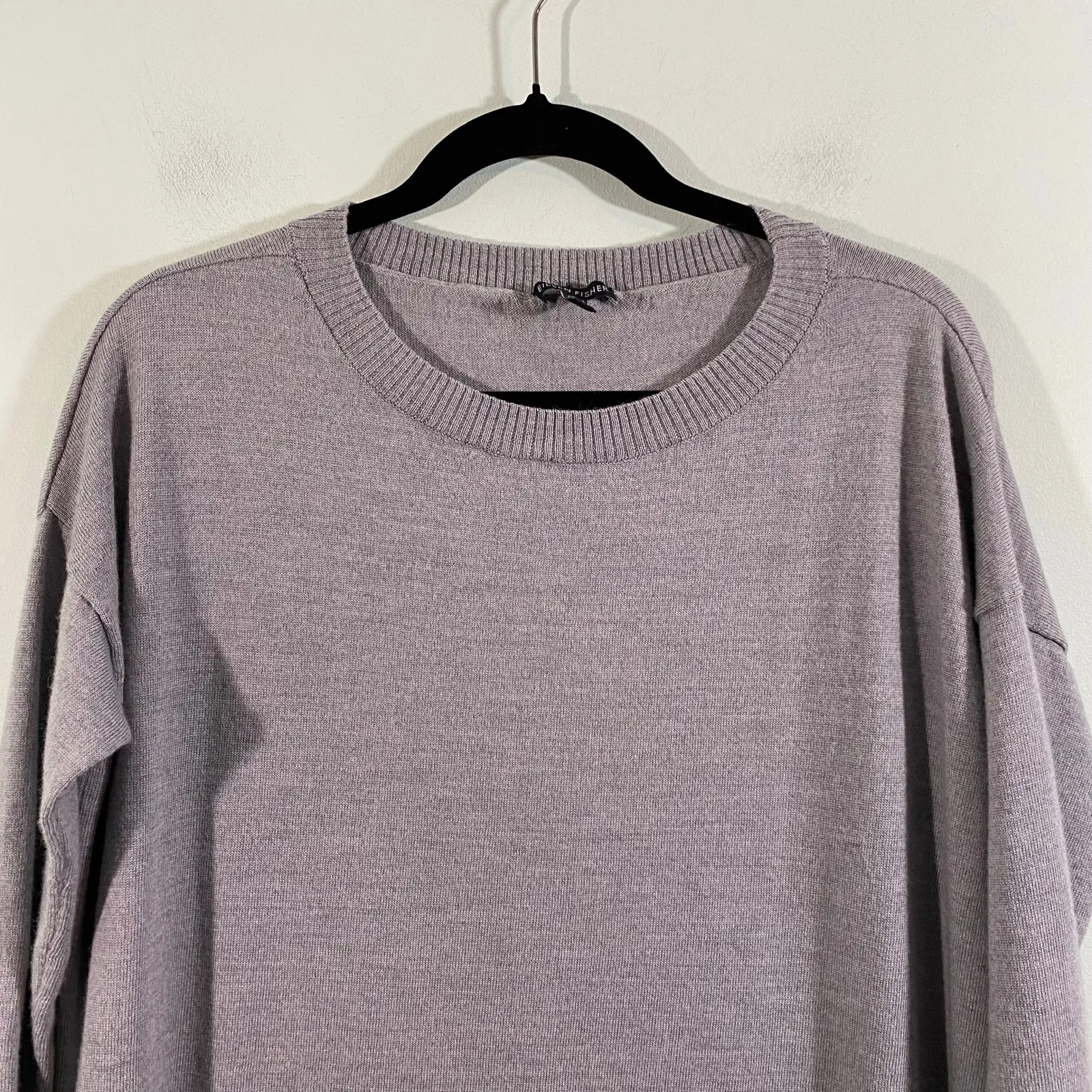 Eileen Fisher Women Grey 100% Merino Wool Quarter Sleeve Tunic Sweater Size S/P - Image 2