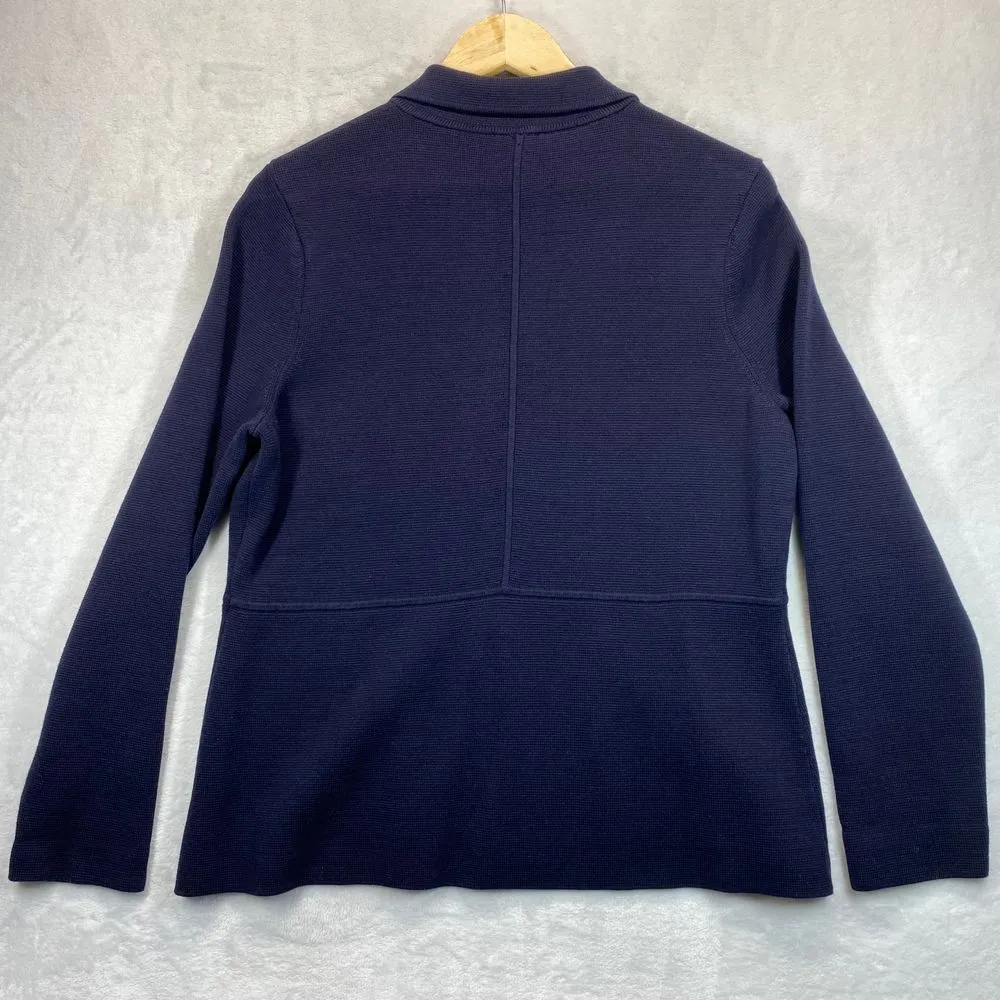Talbots Cardigan Jacket Blazer Large Petite‎ Navy Blue Knit Button Front Collar - Image 8