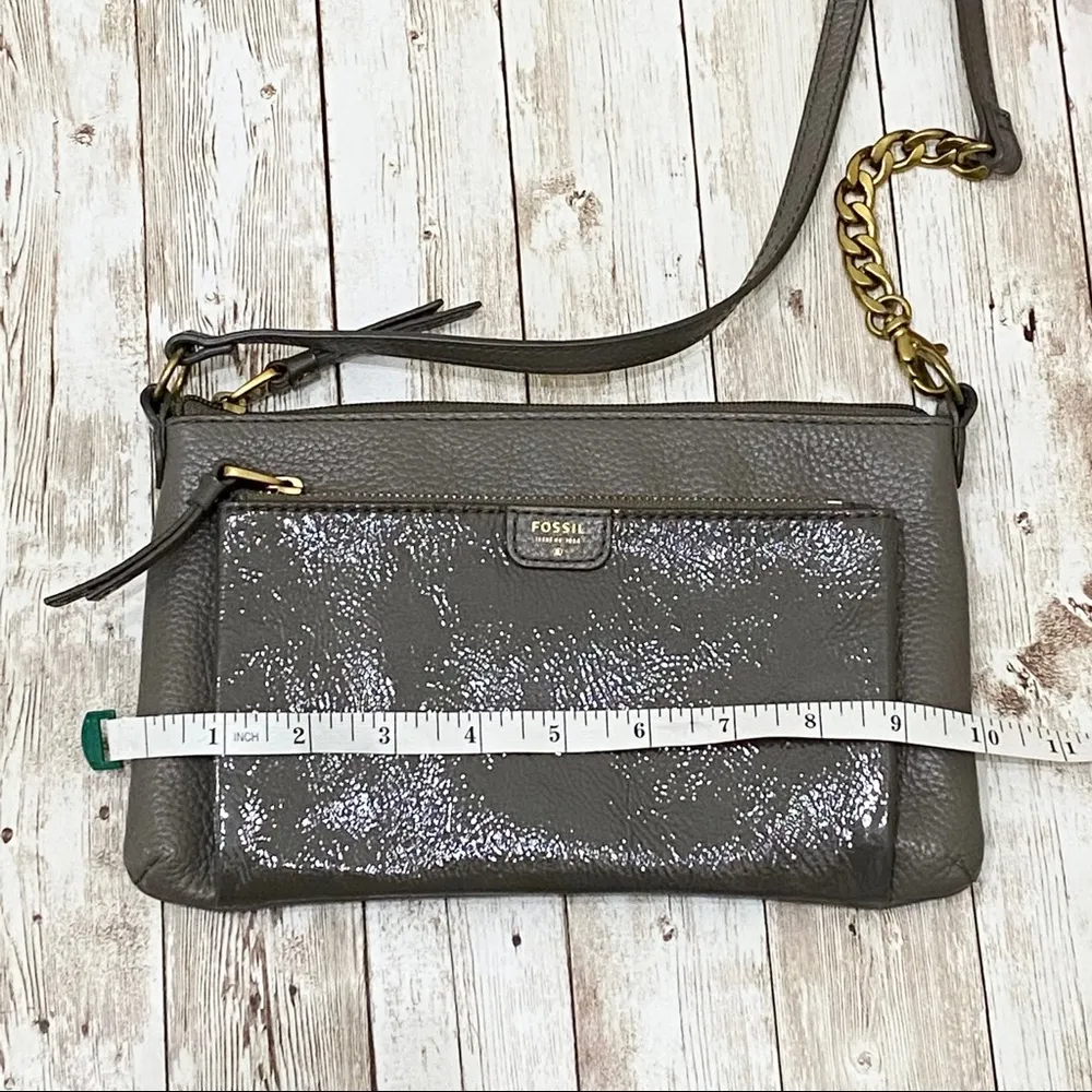 Fossil Cowhide Leather Double Zip Crossbody Bag - Image 7