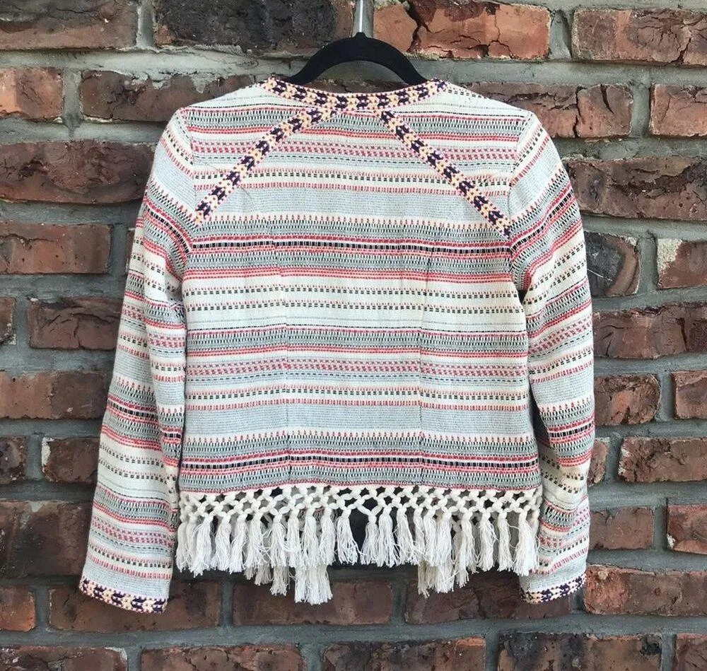 Tularosa Revolve Women's Santa Fe Fringe Moroccan Stripe Blazer Jacket Size XS - Image 8