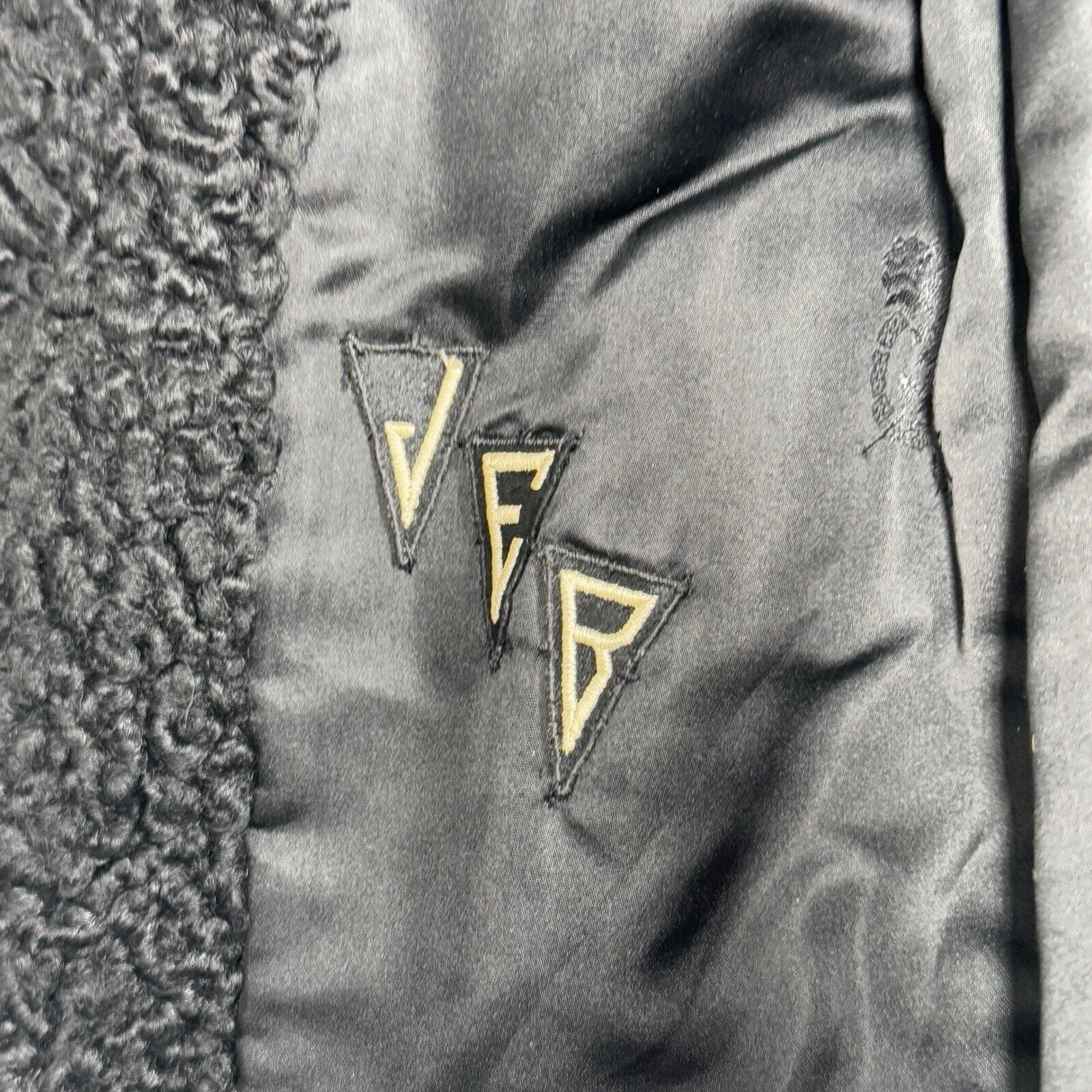 Hens & Kelly Coat Womens Large Black Curly‎ Textured Crop Glam Neutral Vintage - Image 10