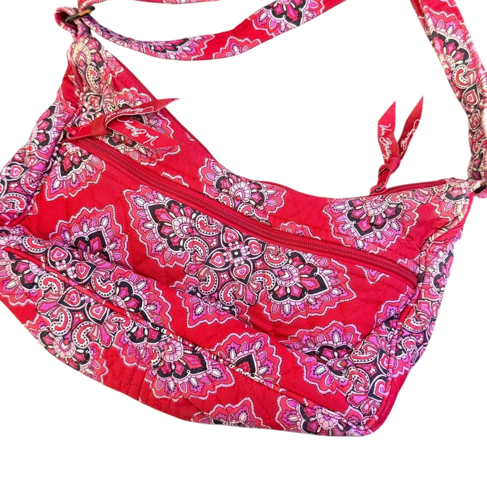 Vera Bradley‎ Frankly Scarlet On The Go Crossbody Bag Red Paisley BOHO Hippie - Image 10