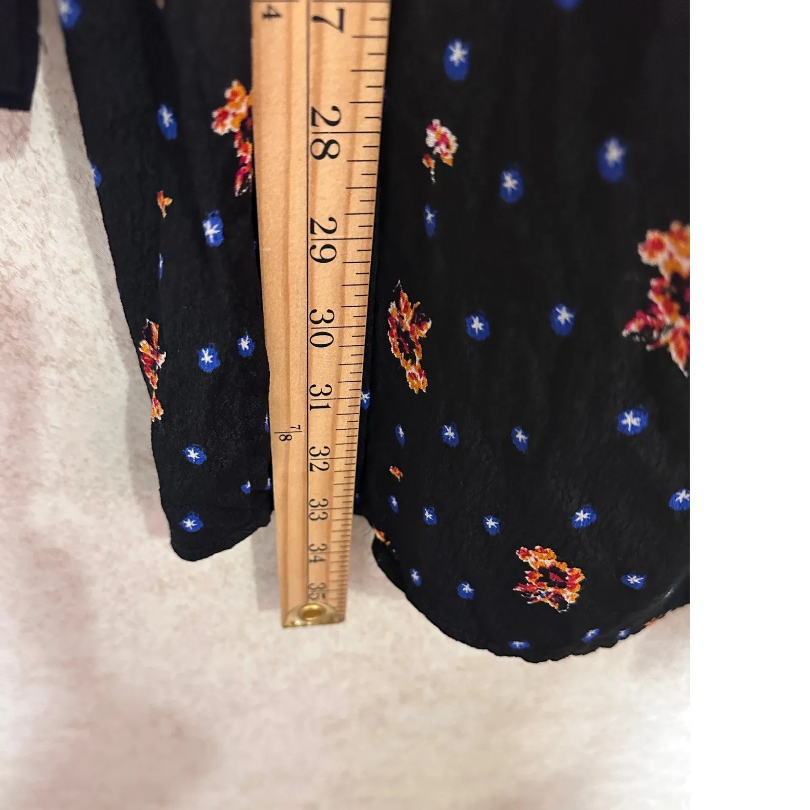 Free People Two Faces Mini Dress Floral Long‎ Sleeve Smocked Square Neck Size Sm - Image 5