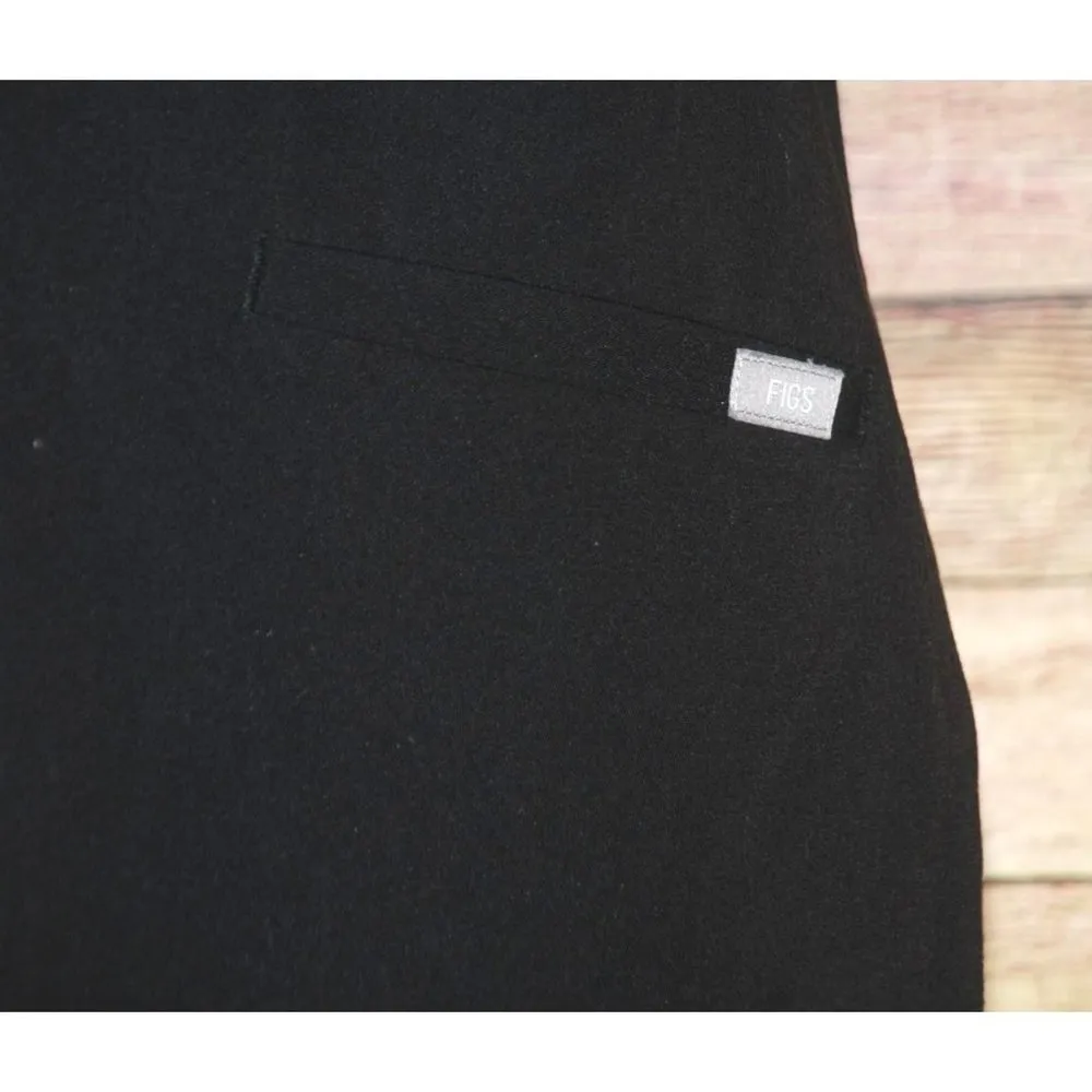 FIGS Technical Collection Scrubs Black V Neck Top Size S Short Sleeve Side Slit - Image 3