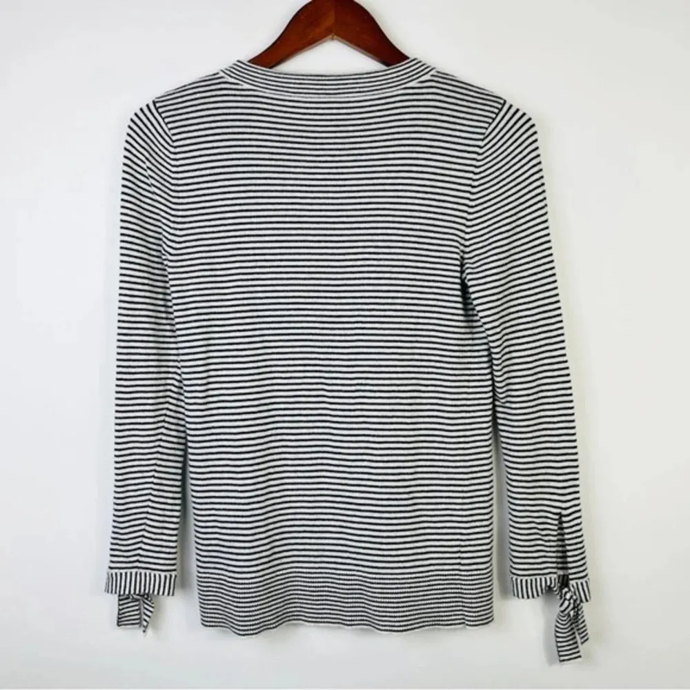 LOFT Wool Blend Striped Tie‎ Cuff Sweater Top - Image 5
