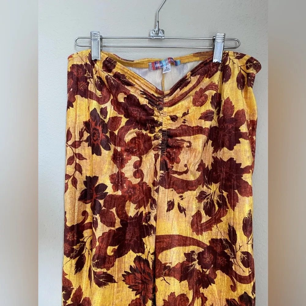 Urban Outfitters UO Gold & Brown Velvet Ruched V-Front, Size Large - Image 4