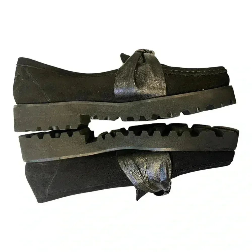 Ron White Rita Knot Platform Loafer Weatherproof Cashmere Suede Shoes size 38.5 Black - Image 4