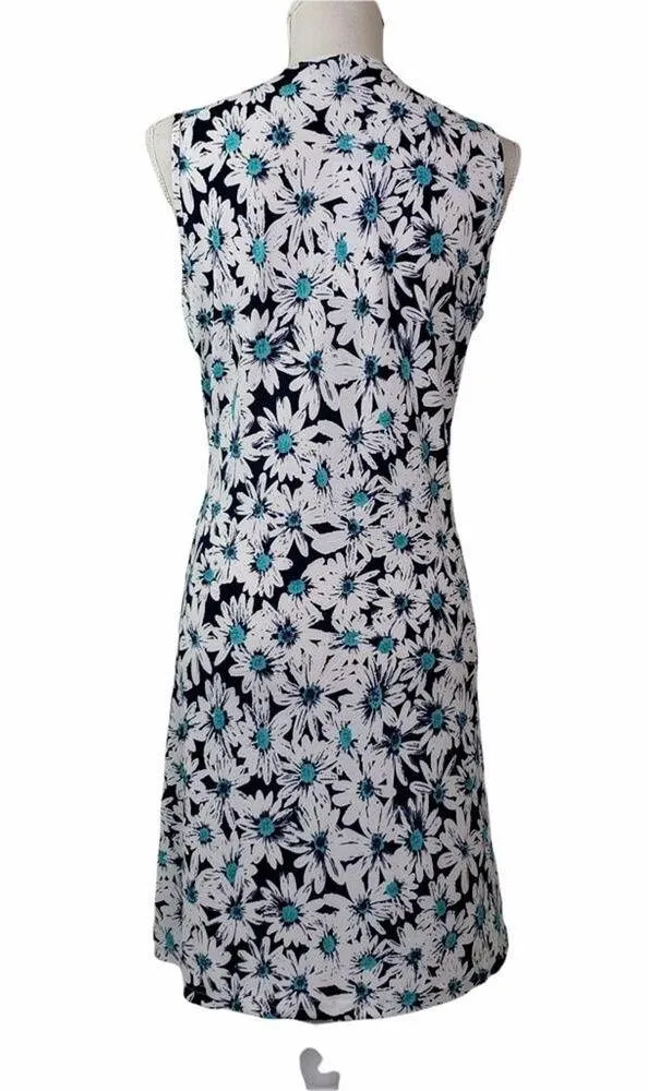 Papillon Womens M Daisy Print Knot Front Dress in Navy Daisy NEW - Image 4