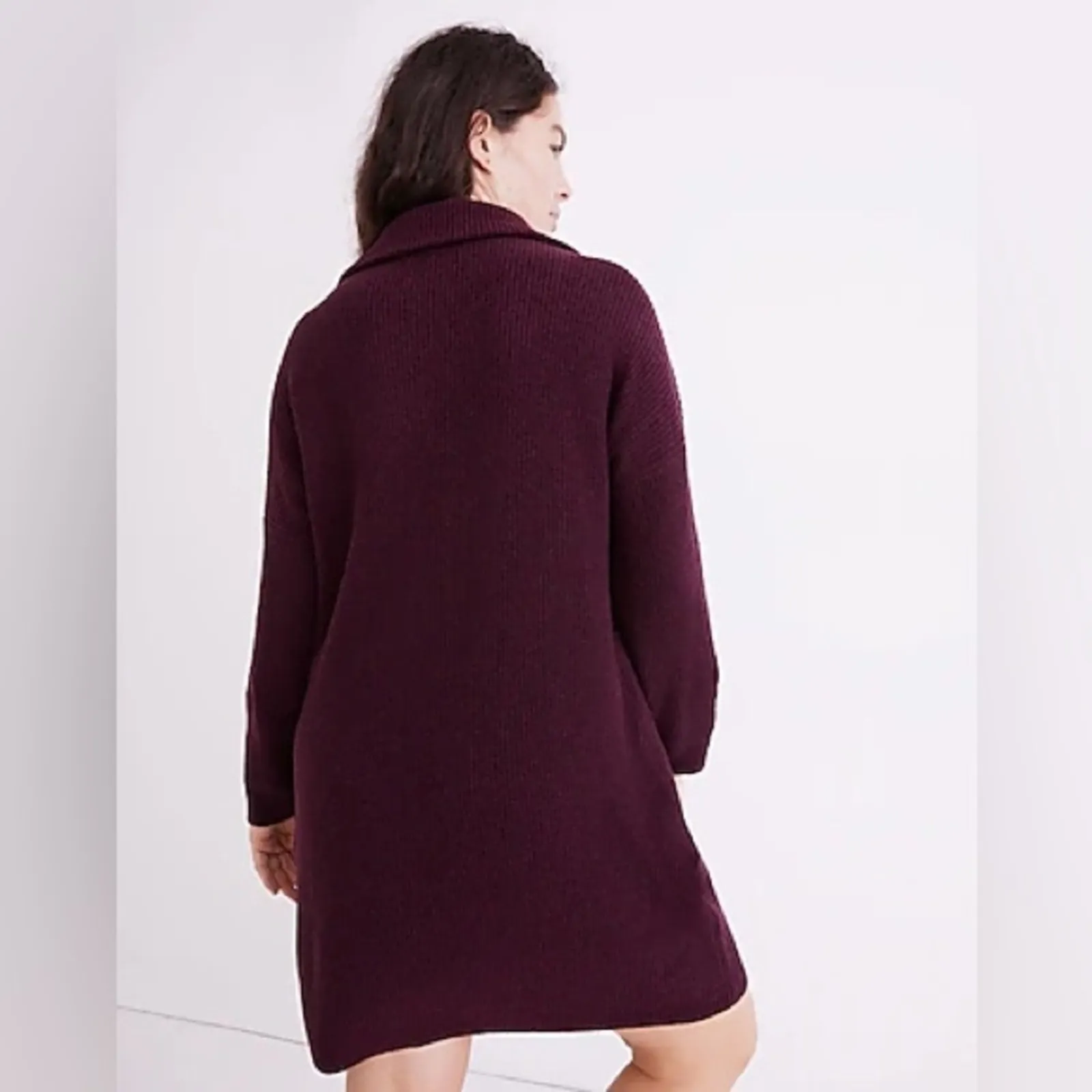 Madewell | Ribbed Half-Zip Wool Sweater Dress Size Extra Small - Image 7