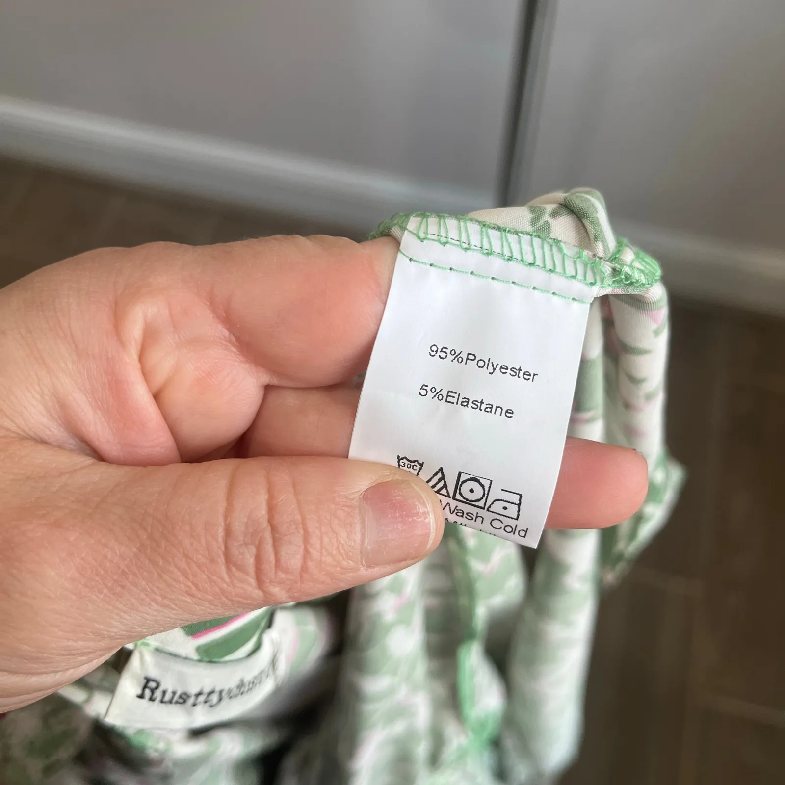 Rusttydustty Green Floral Boho Maxi Dress Size 4XL Long Sleeve Smocked Waist - Image 6