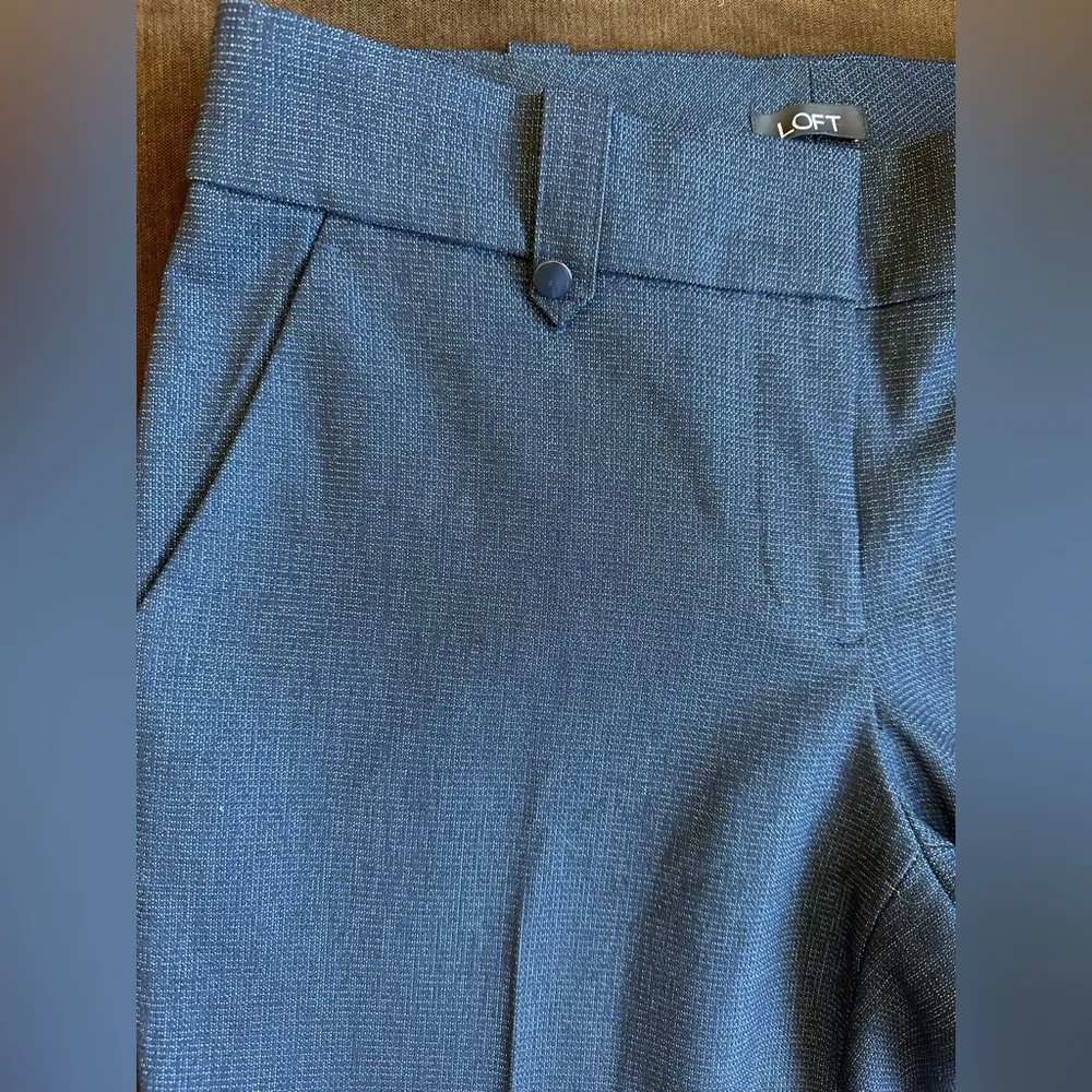 Blue Textured Julie Dress Pants Curvy Through The Hip Area Wide Leg. - Image 5