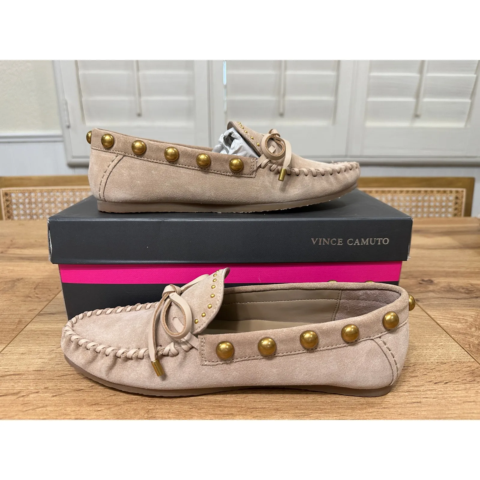 Vince Camuto Womens Sennett Moccasin Flat Boat Shoes Tortilla Suede Size 7.5 NIB - Image 9