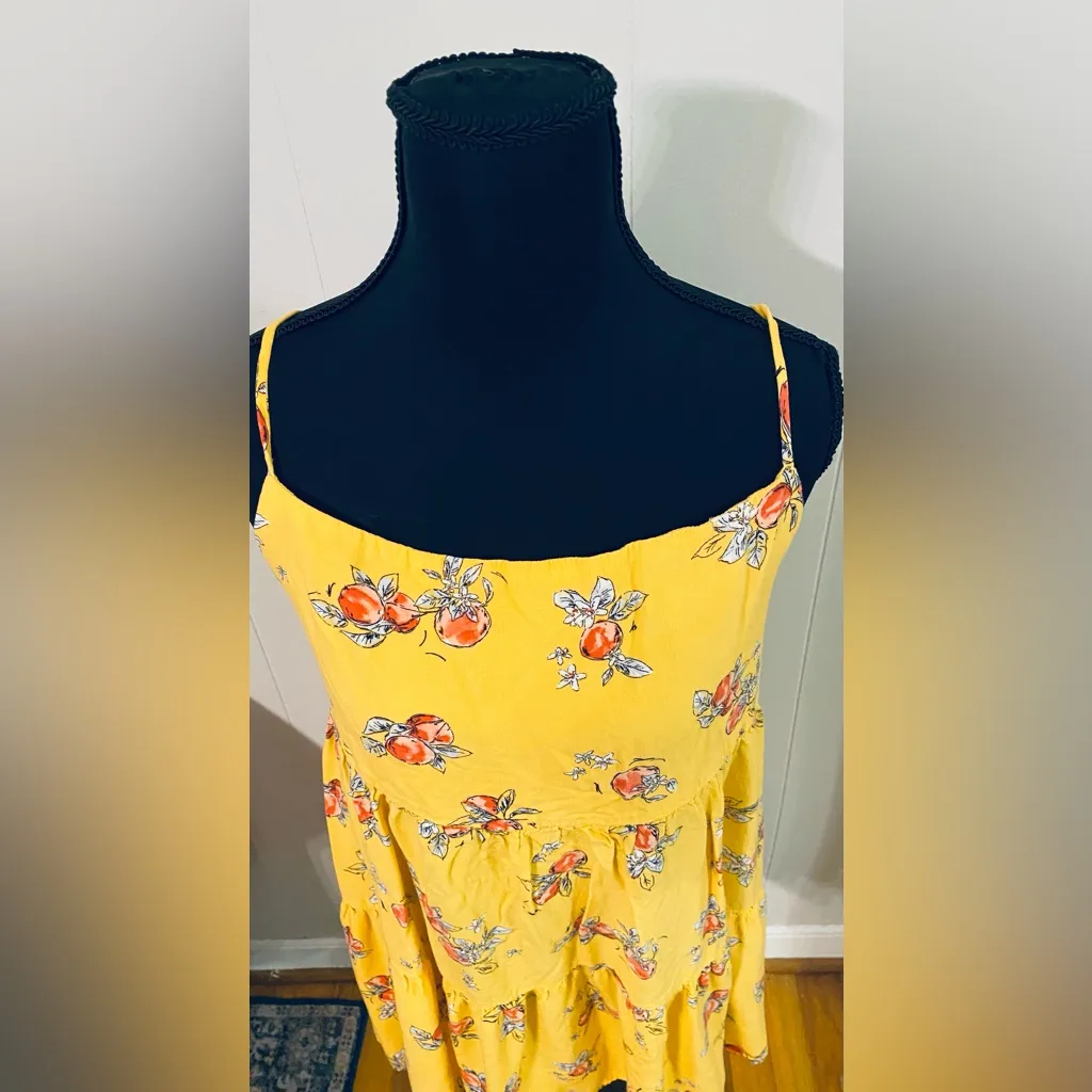 Copper Key Babydoll‎ Yellow Mini Dress Peaches Adjustable Straps XS Cottage Farm - Image 3