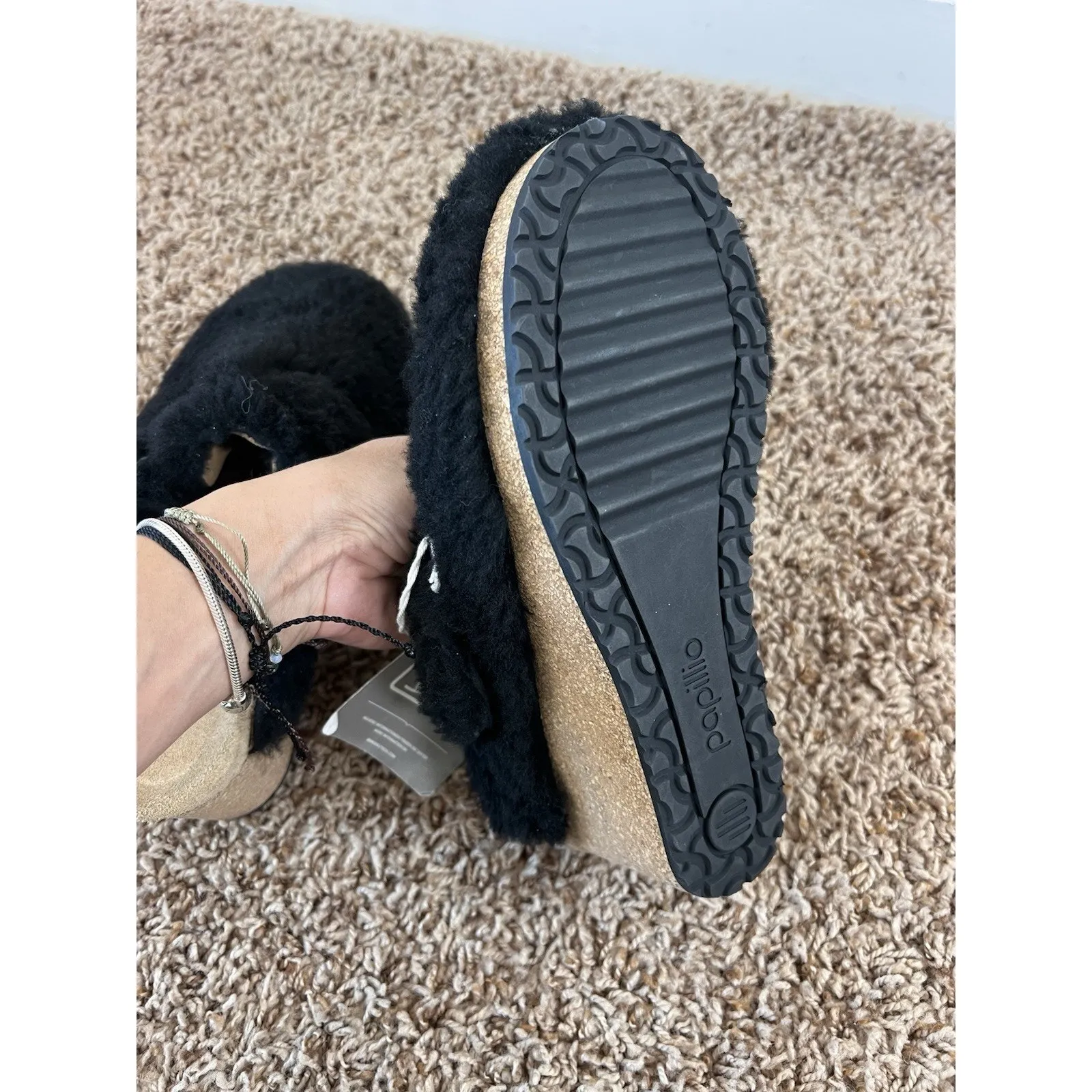 Birkenstock Papillion Black Shearling Cork Wedge Clog Mule EU 38 US 7 Wm’s NWT - Image 12