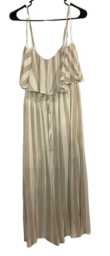 After Market Layered Lightweight Maxi Dress Size Medium Flowing Sundress Tan - Image 1