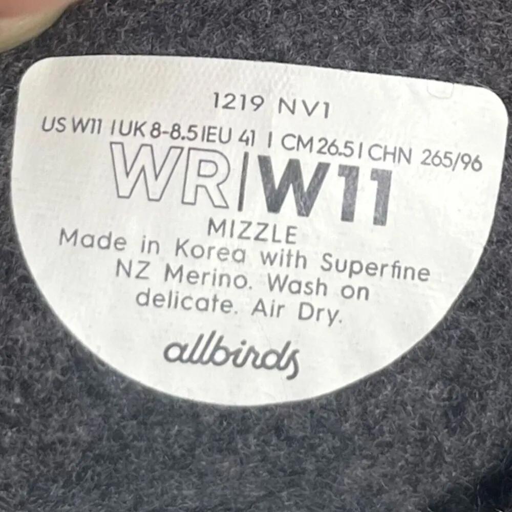 Allbirds Wool Runner Mizzles Black Sneakers Women’s Size 11 Water Repellent - Image 11