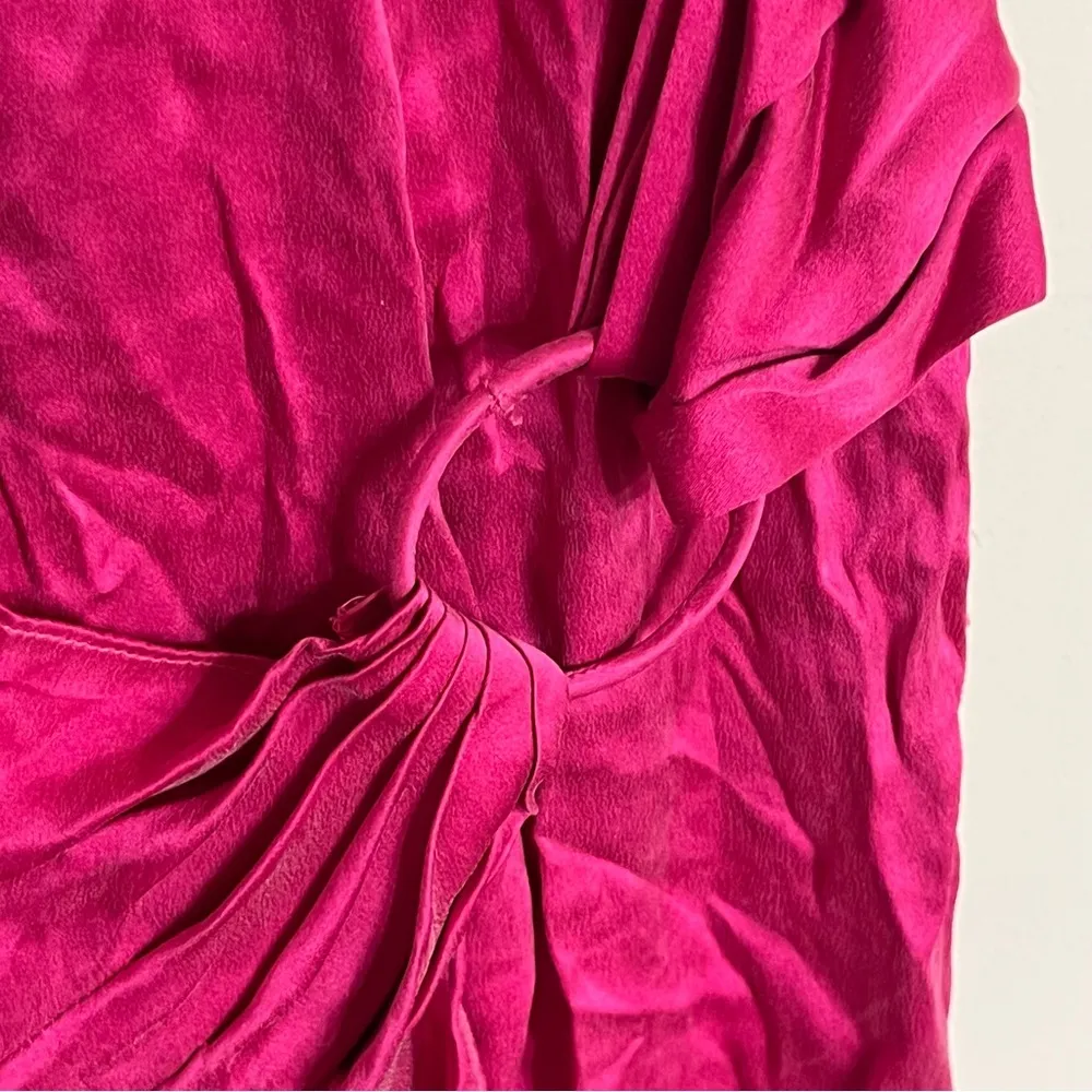 Vintage Mary Jo Bruno Pink 100%‎ Silk Knee Length Drape Dress Size 4 - Image 3