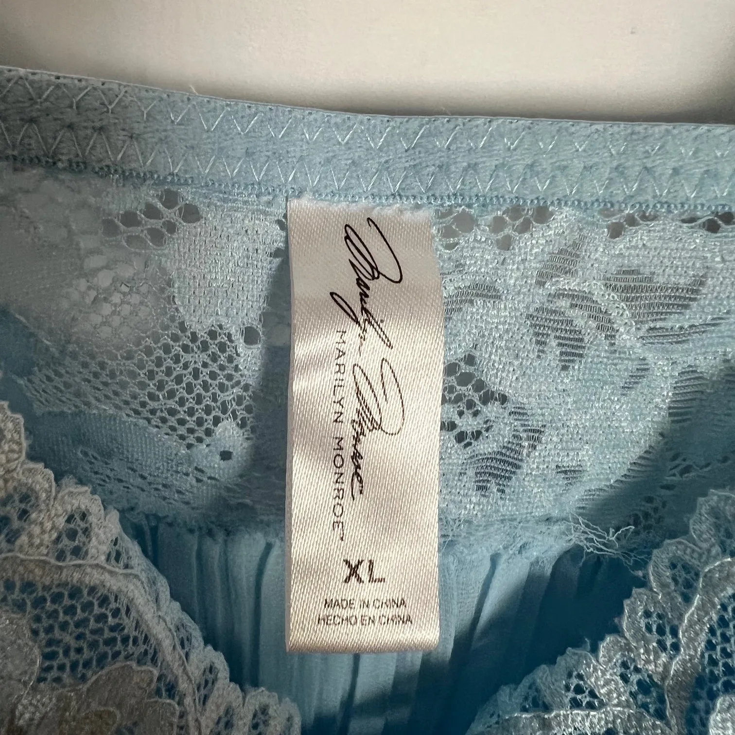 Marilyn Monroe‎ XL Blue Lace Pleated Lingerie Cami Top Babydoll Y2K - Image 3