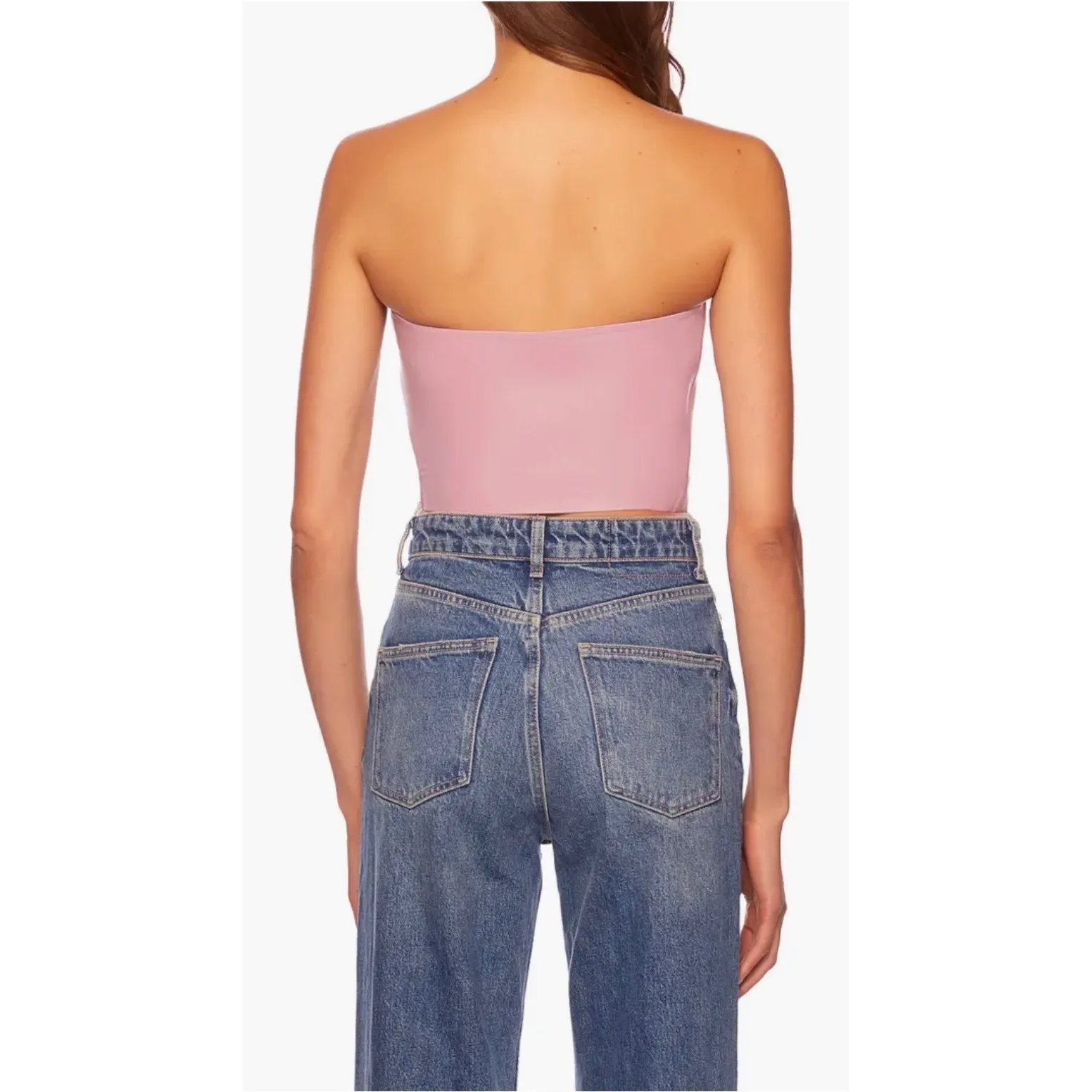 NWT Susana Monaco Faux Leather Crop Tube Top in Lip Gloss Sz Small $98 - Image 3