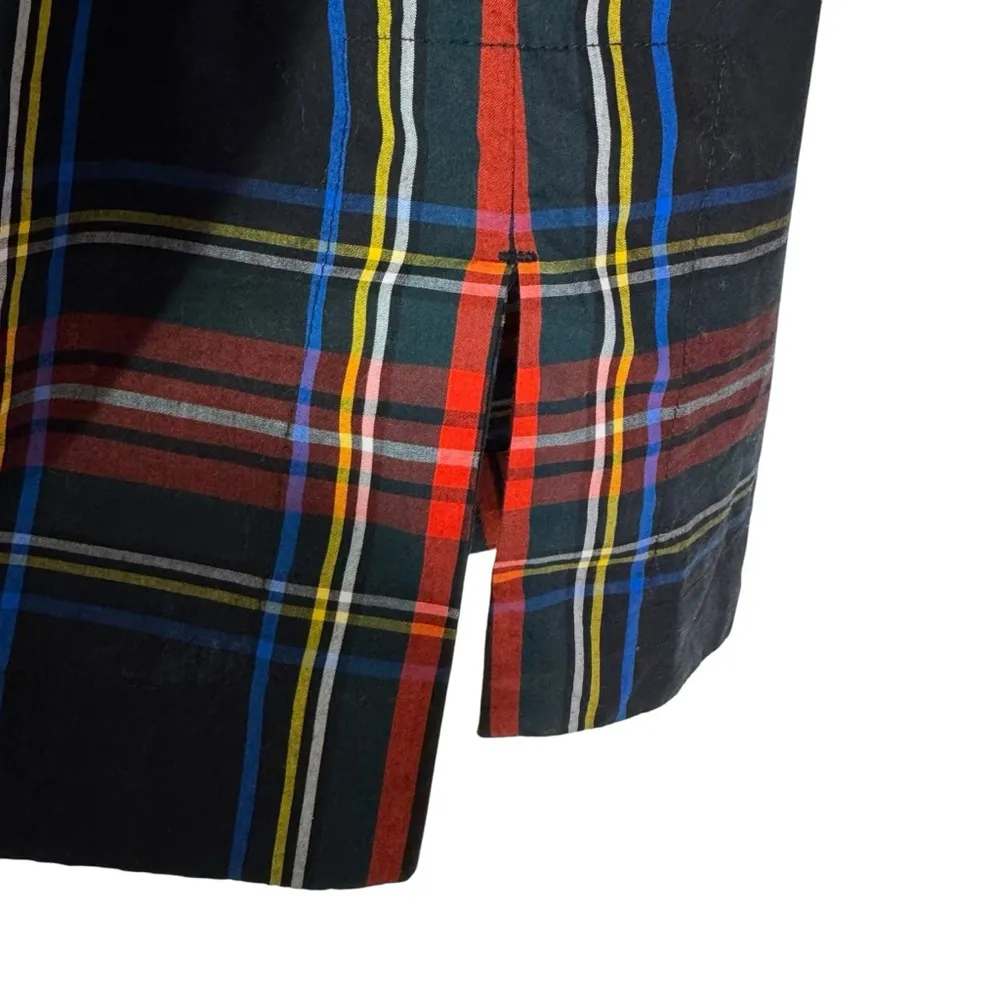 J. Crew Velvet Trimmed V neck Cotton Tunic in Black Stewart Tartan Plaid Size S - Image 6